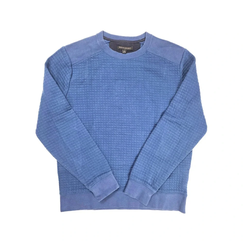 Banana Republic Blue Henley Waffle Knit Pullover Sweater Men's‎ Size Medium
